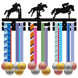 Вешалка для медалей из модного дерева, 2-строчная настенная стойка, с винтами и дюбелем, ростовая тема, спортивный тематический узор, 150x400x7 мм, отверстие : 5 мм
