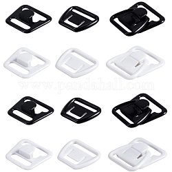 Plastic Hook and S-Hook Clasps, White & Black, 21x19x4mm, 2colors, 50sets/color, 100sets/box