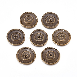 Tibetan Style Links/Connectors, Cadmium Free & Nickel Free & Lead Free, Flat Round, Antique Bronze, 22x2mm, Hole: 1.5mm