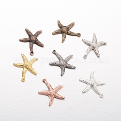 Estrella de mar / estrellas de mar colgantes de latón, color mezclado, 23x20.5x2mm, agujero: 1 mm