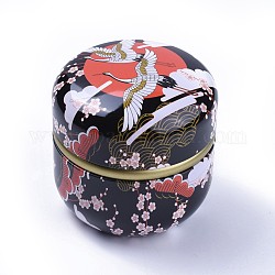 Boîte de rangement en fer blanc imprimée, bijoux et aromathérapie bougie et boîte de bonbons, motif de fleur, colorées, 8.6x8.8 cm