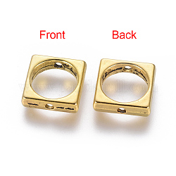 Tibetan Style Alloy Bead Frames, Lead Free and Cadmium Free, Square, Antique Golden, 11x11x3mm, Hole: 8mm