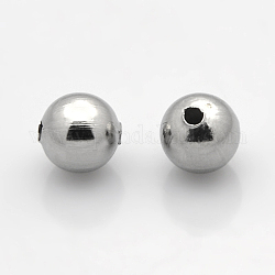 Round 316 Surgical Stainless Steel Beads, Stainless Steel Color, 8mm, Hole: 1mm