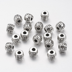 Tibetan Style Spacer Beads, Lead Free & Cadmium Free & Nickel Free, Barrel, Antique Silver, about 6mm in diameter, 5mm thick, hole: 2.5mm