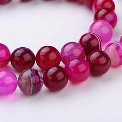 Natural Gemstone Agate Round Bead Strands, Dyed, Medium Violet Red, 10mm, Hole: 1mm, about 38pcs/strand, 14.96 inch