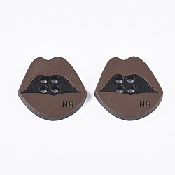 Boutons de résine 4-hole, lèvre, Sienna, 29.5x30x4.5mm, Trou: 3mm