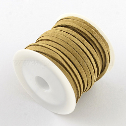 Faux Suede Cord, Faux Suede Lace, Light Khaki, 3x1.5mm, about 5.46 yards(5m)/roll, 25rolls/bag