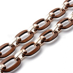 Hnadmade Link Chains, with CCB Plastic Linking Rings and Acrylic Linking Rings, Oval, Coconut Brown, 35x24x4mm and 24.5x15x6mm, 39.37 inch(1m)/strand