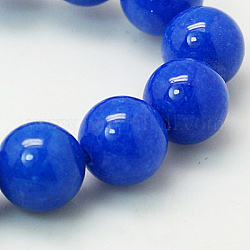 Fili di perline mashan giada tondo naturale, tinto, blu, 12mm, Foro: 1 mm, circa 34pcs/filo, 15.7 pollice