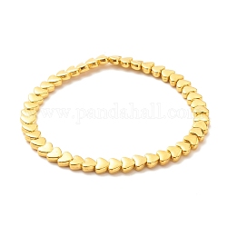 Bracciale elasticizzato da donna con perline a cuore in lega, oro, diametro interno: 2-1/4 pollice (5.8 cm)
