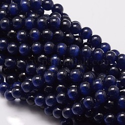 Katzenauge Perlen Stränge, Runde, dunkelblau, 10 mm, Bohrung: 1.5 mm, ca. 40 Stk. / Strang, 15.5 Zoll