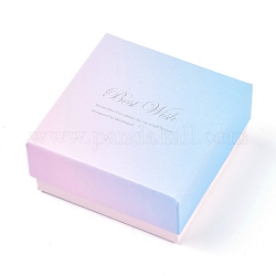 Картонные коробки для браслетов с наилучшими пожеланиями, с черной губкой, для ювелирной подарочной упаковки, квадратный, розовые, 7.5x7.5x3.5 см