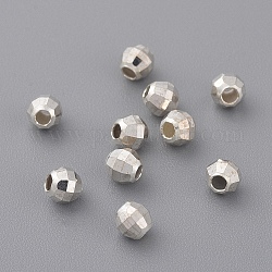 Sterling Silber Zwischenperlen, facettiert, Runde, Silber, 4 mm, Bohrung: 1 mm