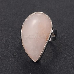 Регулируемые кольца из латуни с драгоценными камнями, розовый кварц, 19 мм