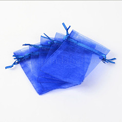 Sacs-cadeaux en organza avec cordon de serrage, pochettes à bijoux, fête de mariage cadeaux de noël sacs-cadeaux, bleu, 40x30 cm