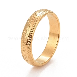 Chapado en iones (ip) 304 anillo plano con diseño de hoja de acero inoxidable para mujer, dorado, diámetro interior: 17.3~17.9 mm