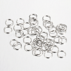 Iron Open Jump Rings, Platinum, 6x0.7mm, 21 Gauge, Inner Diameter: 4.6mm, about 18000pcs/1000g