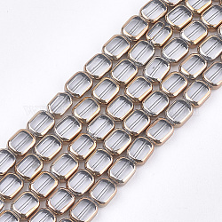 Chapelets de perles en verre électroplaqué, bord plaqué, rectangle, clair, 9.5~10x7.5~8x4mm, Trou: 1mm, Environ 30 pcs/chapelet, 11.4 pouce