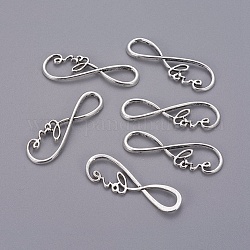 Tibetan Style Alloy Links connectors, Infinity with Word Love, Cadmium Free & Lead Free, Antique Silver, 37.5x12x3mm, Hole: 11.5x5.5mm, about 740pcs/1000g
