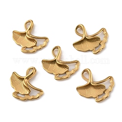 304 Stainless Steel Pendants, Ginkgo Leaf Charm, Golden, 16x16.5x3.5mm, Hole: 5x2mm