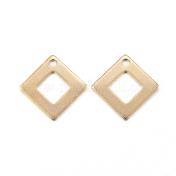Ion Plating(IP) 304 Stainless Steel Charms, Rhombus, Golden, 14x14x0.8mm, Hole: 1mm