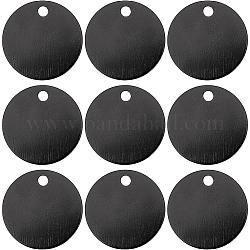 Benecreat алюминиевые подвески, любимая бирка, плоско-круглые, чёрные, 25x1 мм, отверстие : 3 мм, 30 шт / коробка