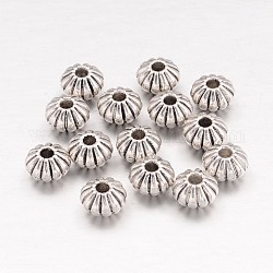 Tibetische Stil Perlen, Bleifrei und cadmium frei, Rondell, Antik Silber Farbe, 7x5 mm, Bohrung: 2 mm