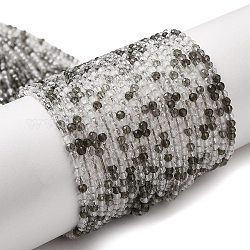 Chapelets de perles en verre transparente  , de petites perles, facette, ronde, grises , 2mm, Trou: 0.6mm, Environ 188 pcs/chapelet, 14.09'' (35.8 cm)