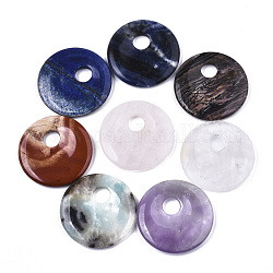 Pendentifs pierres précieuses naturelles mixtes, disque / plat rond, 45x6mm, Trou: 10 mm