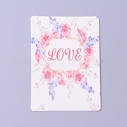 Carton de cartes d'affichage de collier, rectangle avec motif de guirlande et mot t'aime, blanc, 6.95x5x0.05 cm