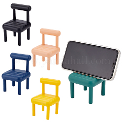 Delorigin 5 ensembles 5 couleurs en plastique mini chaise forme support de téléphone portable, support de téléphone portable en plastique amovible, couleur mixte, 7.7x7.65x1.8 cm, 1 set / couleur