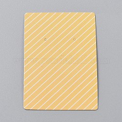 Karton Schmuck-Display-Karten, zum Aufhängen von Ohrringen und Halsketten, Rechteck, golden, Streifenmuster, 9x6x0.05 cm, loch: 0.2 cm, 100 stück / beutel