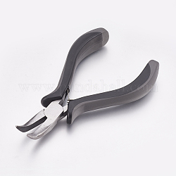 45# Carbon Steel Jewelry Pliers, Bent Nose Pliers, Polishing, Gray, Stainless Steel Color, 13x7.7x1.7cm