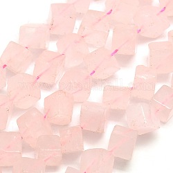 Natural Rose Quartz Cube Beads Strands, 8x8x8mm, Hole: 1mm, 42pcs/strand, 15.9 inch