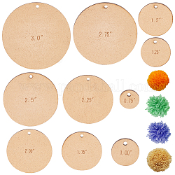 Benecreat 2 set di guida per il taglio della rifilatura della sfera di pompon in legno, Stencil da taglio circolare da 0.75/1/1.25/1.5/1.75/2/2.25/2.5/2.75/3 pollice, rotondo e piatto, grano, 1.905~7.62x0.3cm, 10 pc / set