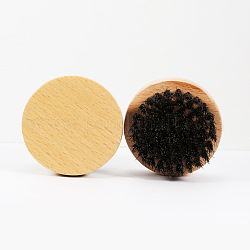 Pennello in faggio naturale, con setole di cinghiale nero, cura dei baffi barba uomo, tondo, papayawhip, 6.5x3.8cm