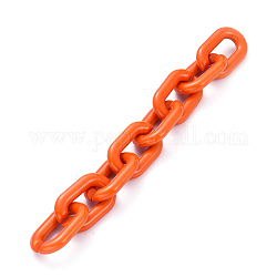 Chaîne de câble acrylique opaque faite à la main, ovale, orange foncé, lien: 31x19.5x5 mm, environ 39.37 pouce (1 m)/fil