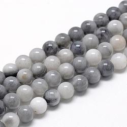 Brins de perles oeil de faucon naturel, pierre oeil d'aigle, ronde, 8~9mm, Trou: 1mm, Environ 45~48 pcs/chapelet, 15.7 pouce
