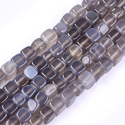 Chapelets de perles d'agate naturelle, teinte, cube, gris foncé, 7~8x7~8x7~8mm, Trou: 1mm, Environ 50 pcs/chapelet, 14.1 pouce