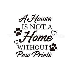 SUPERDANT Family Pets Quotes Wall Sticker A House is Not A Home without Paw Prints Wall Decal Pet Footprints Heart Shape PVC Wall Art Self-adhesive Sticker for Home Decorations