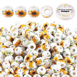 200 pz kit di perline di porcellana fatte a mano per la creazione di braccialetti fai da te, con filo elastico, bianco, perline: 8x7 mm, Foro: 2.5 mm, 200pcs/scatola