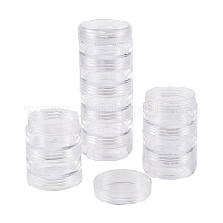 Contenants de perles en plastique, ronde, 5 flacons, environ 3.9 cm de diamètre, 10.2 cm de haut, capacité: 10 ml (0.34 oz liq.)
