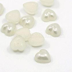 Cabochon imitazione perla acrilica, tinto, cuore, bianco crema, 10.5x10.5x5mm, circa 1500pcs/scatola