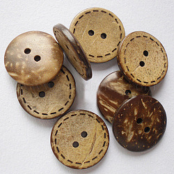 Runde 2-Loch-Knöpfe, Kokos-Taste, rauchig, ca. 20 mm Durchmesser
