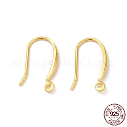 925 Sterling Silver Earring Hooks, Ear Wire with Loops, Real 18K Gold Plated, 21 Gauge, 15.5x2mm, Hole: 1.2mm, Pin: 0.7mm