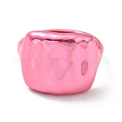 Латунный прямоугольный регулируемый перстень с печаткой для женщин, без кадмия и без свинца, ярко-розовый, размер США 5 1/4 (15.9 мм)