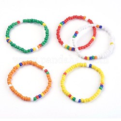 Bracelets extensibles pour enfants, avec des perles en verre de graine, couleur mixte, 1-3/4 pouce (4.6 cm)