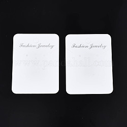 Cartes d'affichage de bijoux en carton, pour les colliers, étiquettes volantes de bijoux, rectangle avec mot bijoux de mode, blanc, 7.3x5.3x0.05 cm