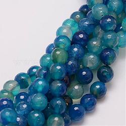 Natürliche Achat Perle Stränge, gefärbt, facettiert, Runde, blaugrün, 10 mm, Bohrung: 1.5 mm, ca. 38 Stk. / Strang, 14 Zoll