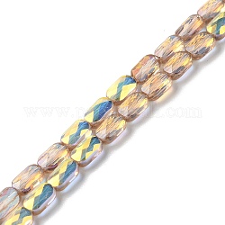 Transparentes perles de verre de galvanoplastie brins, couleur ab , rectangle facettes, tan, 7x4.5x3.5mm, Trou: 1.2mm, Environ 77~71 pcs/chapelet, 21.06''~22.44'' (53.5~57 cm)